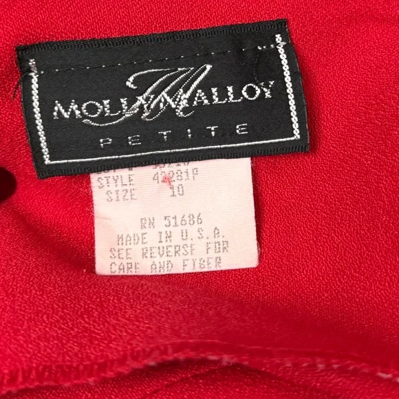 Vintage Red Long Sleeve Button Front Jumpsuit Size 10 Molly Malloy Petite - Picture 3 of 15